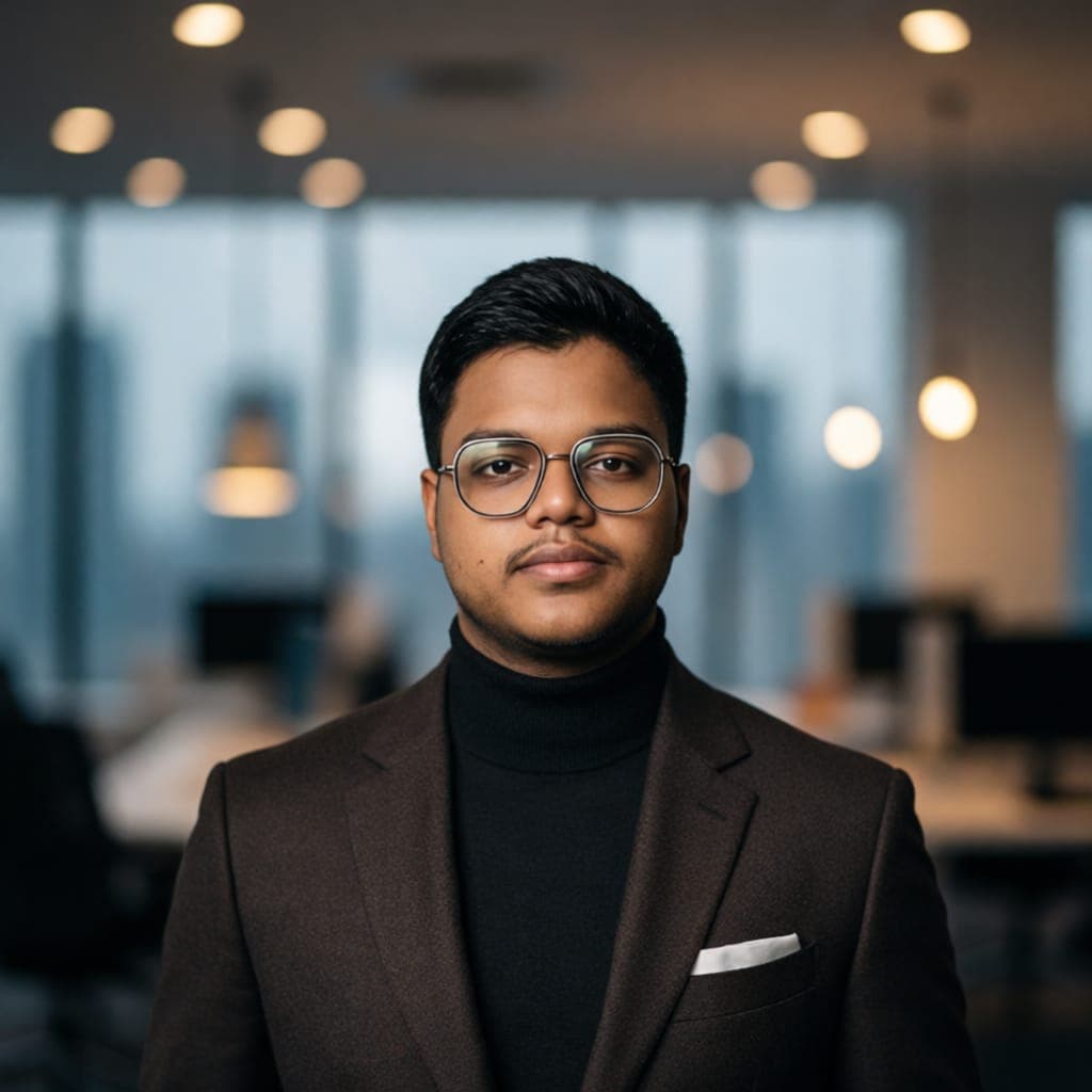 MD Mohiuddin Shourov wearing a dark blazer and glasses